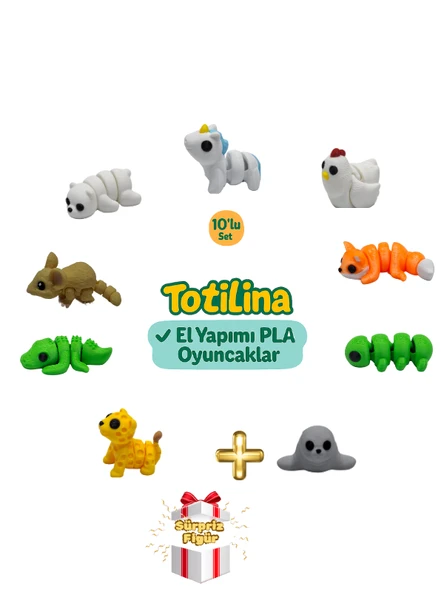 10'lu set (unicorn tavuk tilki tırtıl fok puma timsah fare ayı…) ürün görseli 1