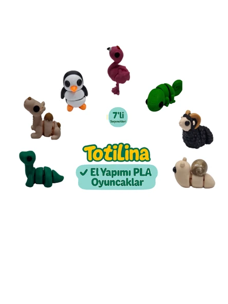 7'li set (flamingo bukalemun koç salyangoz dinozor deve penguen…) ürün görseli 1