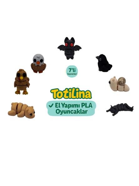 7'li set (yarasa karga salyangoz kedi ayı hindi kartal…) ürün görseli 1