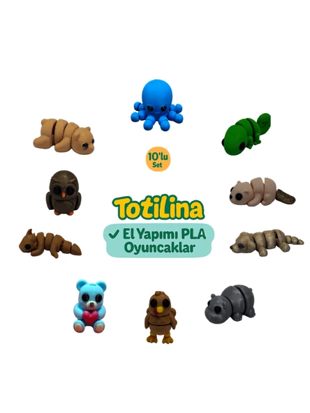 10'lu set (ahtapot bukalemun su samuru köpek hipopotam hindi ayı…) ürün görseli 1