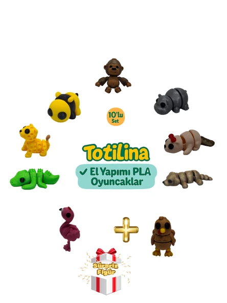 10'lu set (goril hipopotam su samuru köpek hindi flamingo timsah…) ürün görseli 1
