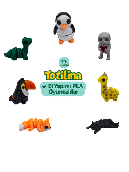 7'li set (penguen iskelet zürafa kedi tilki tukan kuşu dinozor…) ürün görseli 1