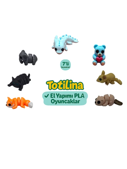 7'li set (aksolotl ayı fare su samuru tilki kedi fil…) ürün görseli 1