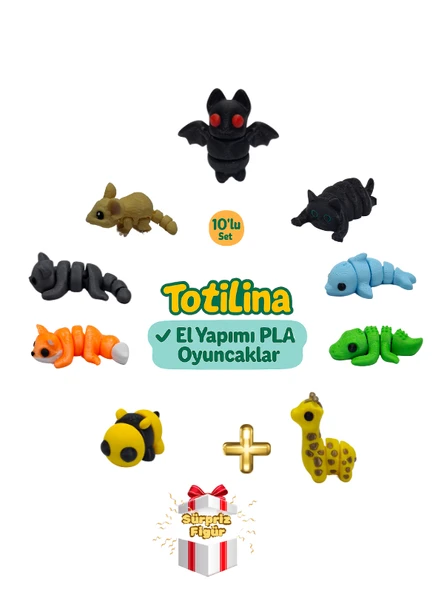 10'lu set (yarasa kedi yunus zürafa arı tilki kedi fare…) ürün görseli 1
