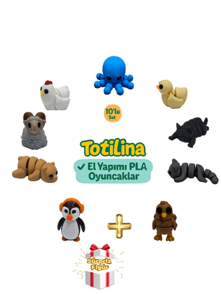 10'lu set (ahtapot ördek kedi hindi penguen ayı koç tavuk…) ürün görseli 1