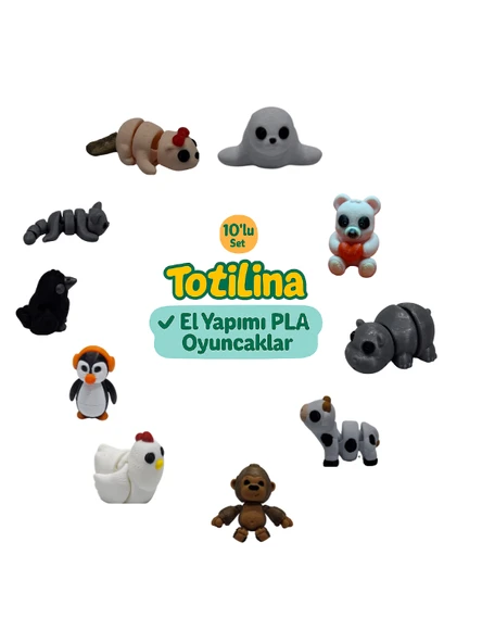 10'lu set (fok ayı hipopotam inek goril tavuk penguen karga kedi…) ürün görseli 1