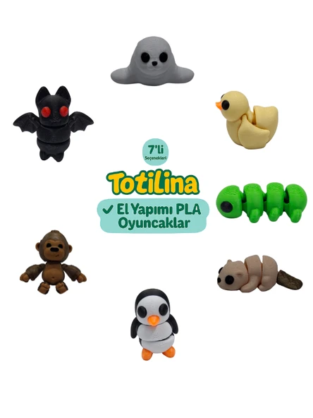 7'li set (fok ördek tırtıl su samuru penguen goril yarasa…) ürün görseli 1