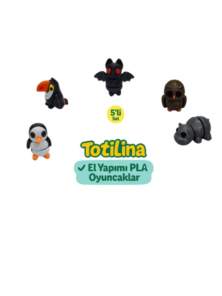 5'li set (yarasa baykuş hipopotam penguen tukan kuşu…) ürün görseli 1