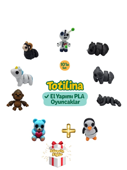 10'lu set (voodoo gergedan fil kedi penguen ayı goril unicorn koç…) ürün görseli 1