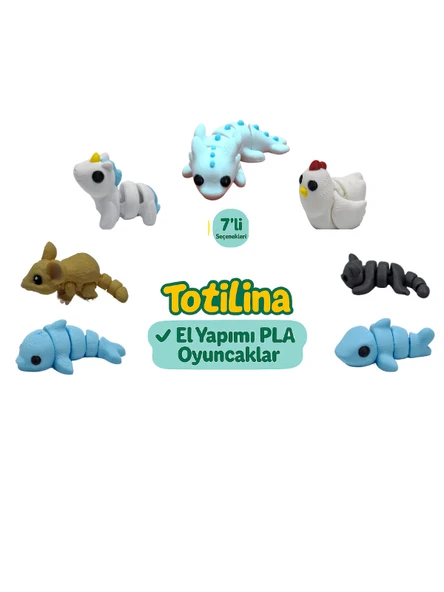 7'li set (aksolotl tavuk kedi köpek balığı yunus fare unicorn…) ürün görseli 1
