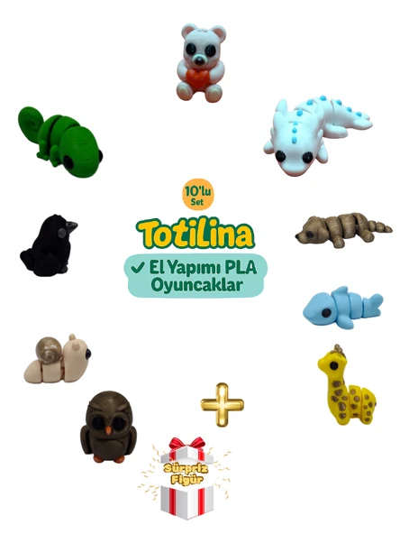 10'lu set (ayı aksolotl köpek köpek balığı zürafa baykuş salyangoz…) ürün görseli 1