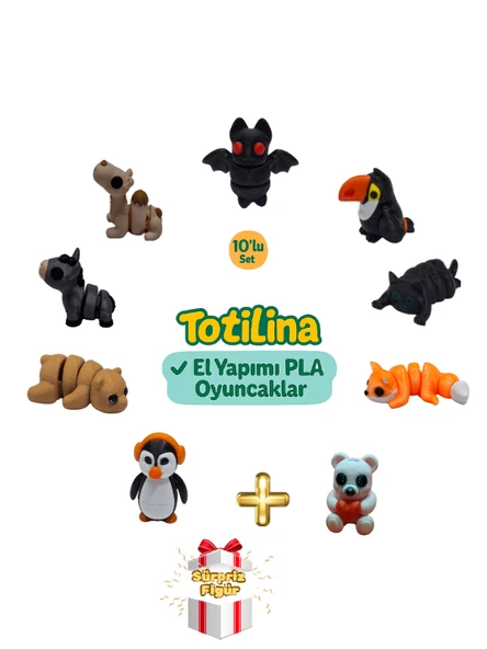 10'lu set (yarasa tukan kuşu kedi tilki ayı penguen ayı eşek deve…) ürün görseli 1