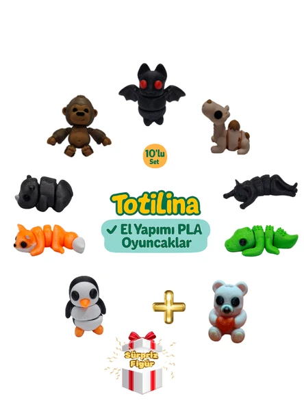 10'lu set (yarasa deve kedi timsah ayı penguen tilki gergedan…) ürün görseli 1