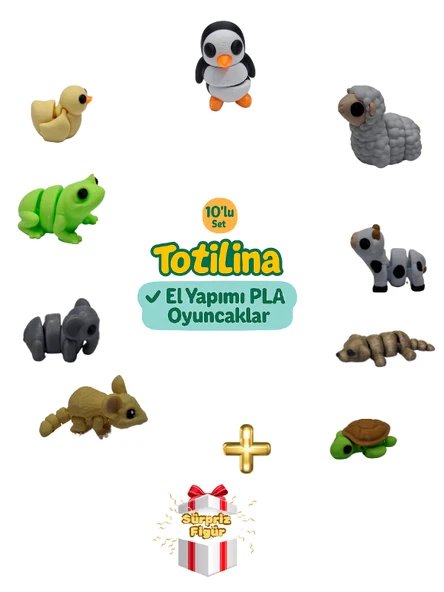10'lu set (penguen koyun inek köpek kaplumbağa fare fil kurbağa…) ürün görseli 1