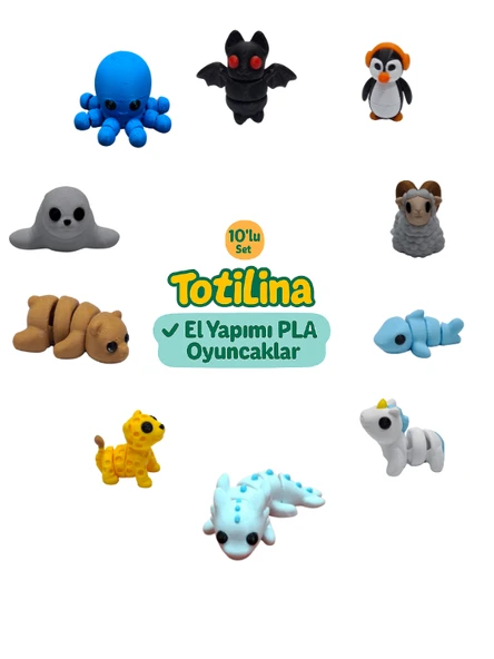 10'lu set (yarasa penguen koç köpek balığı aksolotl puma ayı fok…) ürün görseli 1