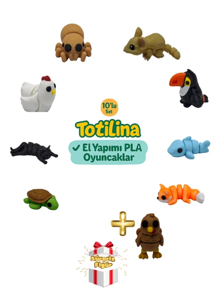 10'lu set (fare tukan kuşu köpek balığı hindi kaplumbağa kedi…) ürün görseli 1