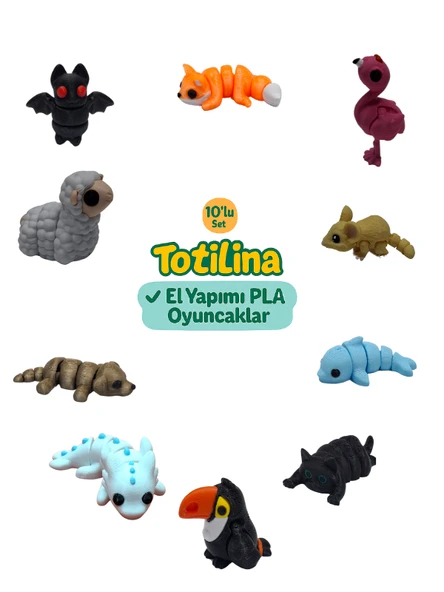 10'lu set (tilki flamingo fare yunus kedi tukan kuşu aksolotl köpek…) ürün görseli 1