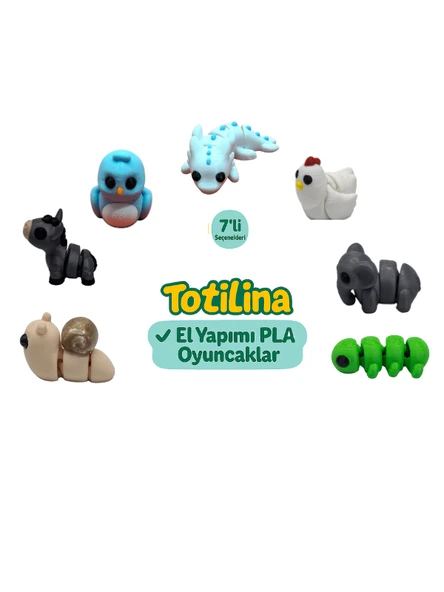 7'li set (aksolotl tavuk fil tırtıl salyangoz eşek kuş…) ürün görseli 1