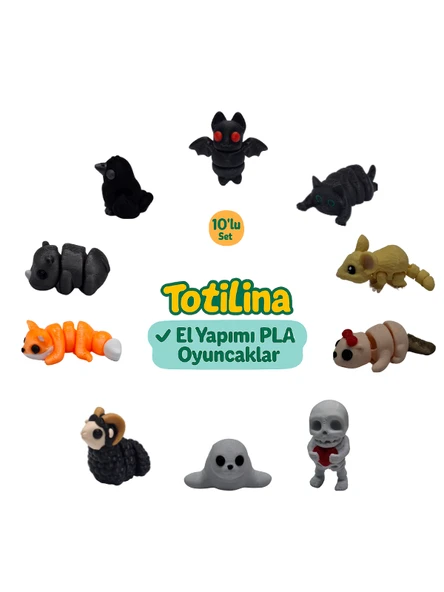10'lu set (yarasa kedi fare su samuru iskelet fok koç tilki…) ürün görseli 1