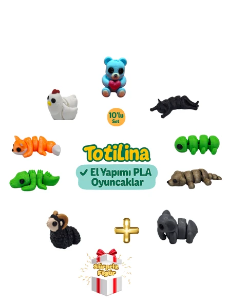 10'lu set (ayı kedi tırtıl köpek fil koç timsah tilki tavuk…) ürün görseli 1