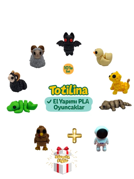 10'lu set (yarasa ördek puma köpek astronot hindi timsah koç…) ürün görseli 1