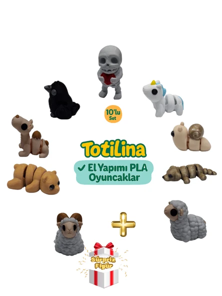 10'lu set (iskelet unicorn salyangoz köpek koyun koç ayı deve…) ürün görseli 1