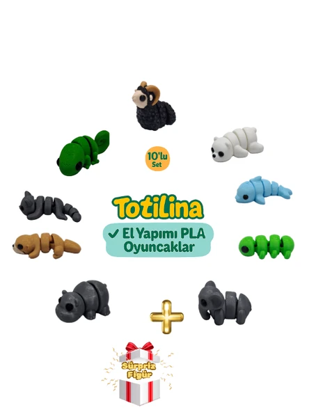 10'lu set (koç ayı yunus tırtıl fil hipopotam su samuru kedi…) ürün görseli 1