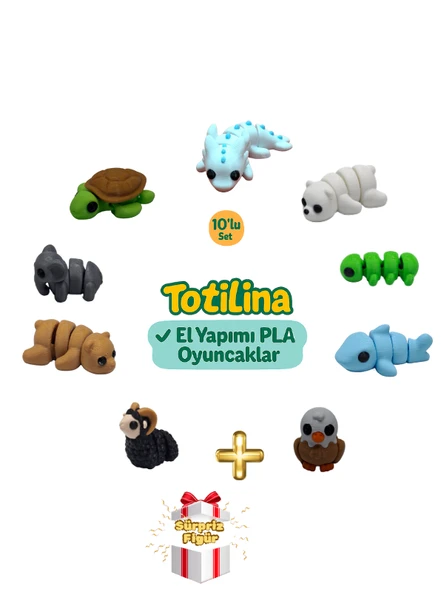 10'lu set (aksolotl ayı tırtıl köpek balığı kartal koç ayı fil…) ürün görseli 1