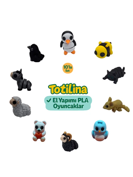 10'lu set (penguen arı kedi fare kuş koç ayı koyun eşek karga…) ürün görseli 1