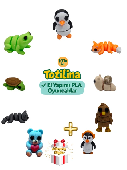 10'lu set (penguen tilki salyangoz hindi ayı kedi kaplumbağa…) ürün görseli 1