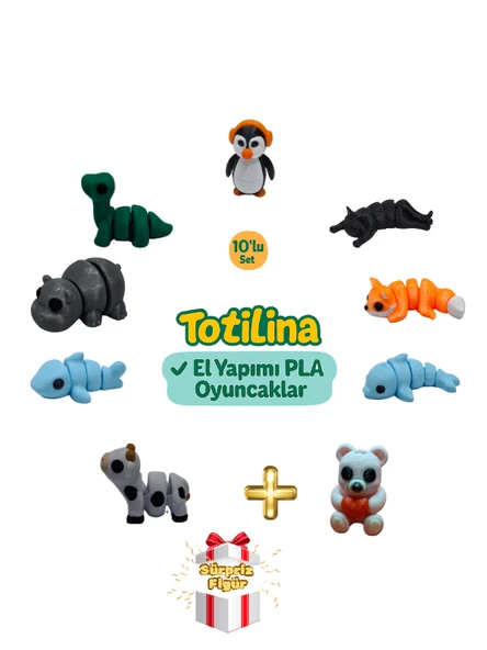 10'lu set (penguen kedi tilki yunus ayı inek köpek balığı…) ürün görseli 1