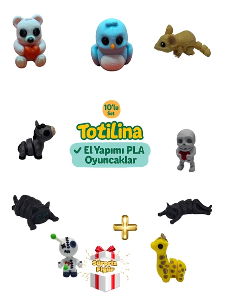 10'lu set (kuş fare iskelet kedi zürafa voodoo eşek ayı…) ürün görseli 1