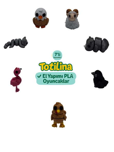 7'li set (koç gergedan karga hindi flamingo kedi kartal…) ürün görseli 1