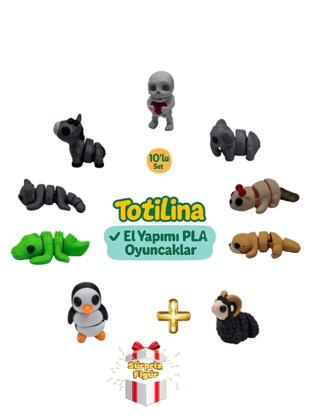 10'lu set (iskelet fil su samuru koç penguen timsah kedi eşek…) ürün görseli 1