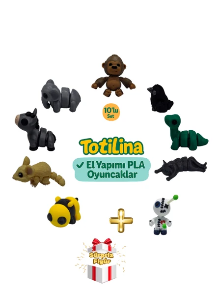 10'lu set (goril karga dinozor kedi voodoo arı fare eşek fil…) ürün görseli 1