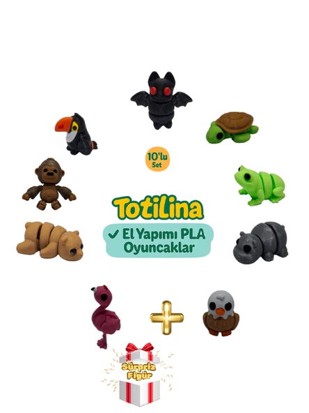 10'lu set (yarasa kaplumbağa kurbağa hipopotam kartal flamingo ayı…) ürün görseli 1