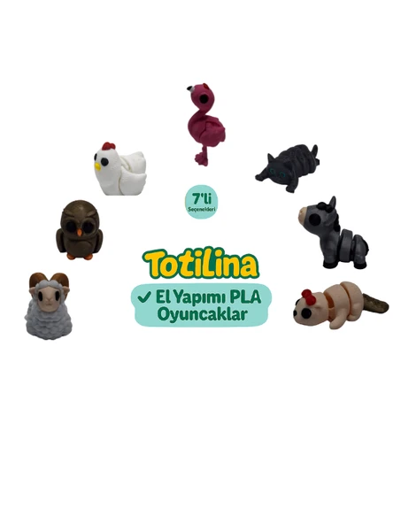 7'li set (flamingo kedi eşek su samuru koç baykuş tavuk…) ürün görseli 1
