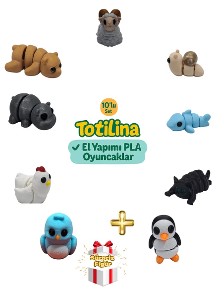 10'lu set (koç salyangoz köpek balığı kedi penguen kuş tavuk…) ürün görseli 1