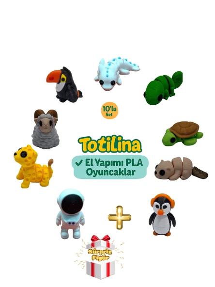 10'lu set (aksolotl bukalemun kaplumbağa su samuru penguen... ürün görseli 1