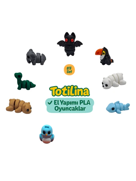8'li set (yarasa tukan kuşu ayı köpek balığı kuş ayı dinozor fil…) ürün görseli 1