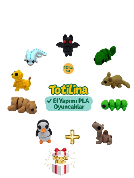 10'lu set (yarasa bukalemun fare tırtıl deve penguen ayı puma…) ürün görseli 1