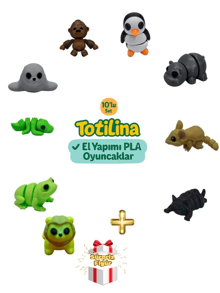 10'lu set (penguen hipopotam fare kedi aslan kurbağa timsah fok…) ürün görseli 1