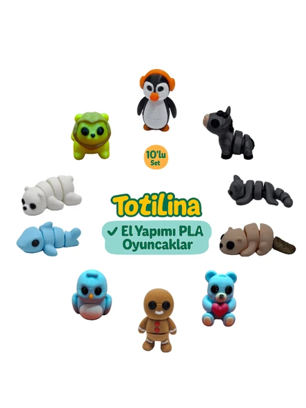 10'lu set (penguen eşek kedi su samuru ayı kurabiye adam kuş köpek…) ürün görseli 1