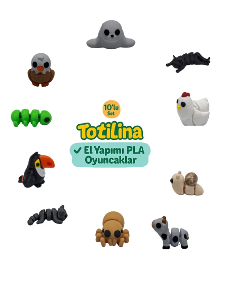10'lu set (fok kedi tavuk salyangoz inek örümcek kedi tukan kuşu…) ürün görseli 1
