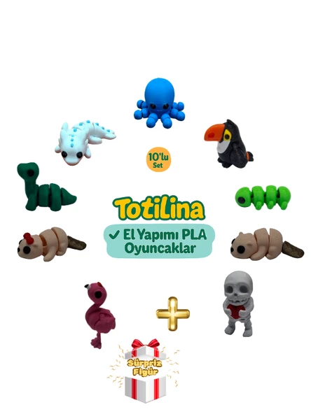 10'lu set (ahtapot tukan kuşu tırtıl su samuru iskelet flamingo…) ürün görseli 1