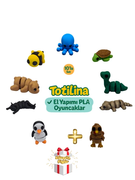 10'lu set (ahtapot kaplumbağa dinozor köpek hindi penguen kedi…) ürün görseli 1
