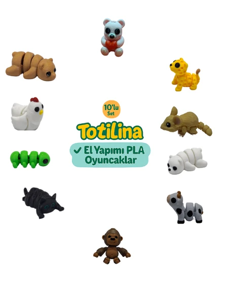 10'lu set (ayı puma fare inek goril kedi tırtıl tavuk…) ürün görseli 1