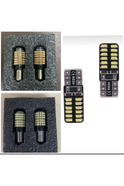 144 Led P21w 1 TAKIM GERİ VİTES 1 TAKIM TURUNCU SİNYAL 1 TAKIM T10 TAVAN AYDINLATMA LED SETİ ürün görseli 1