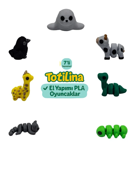 7'li set (fok inek dinozor tırtıl kedi zürafa karga…) ürün görseli 1