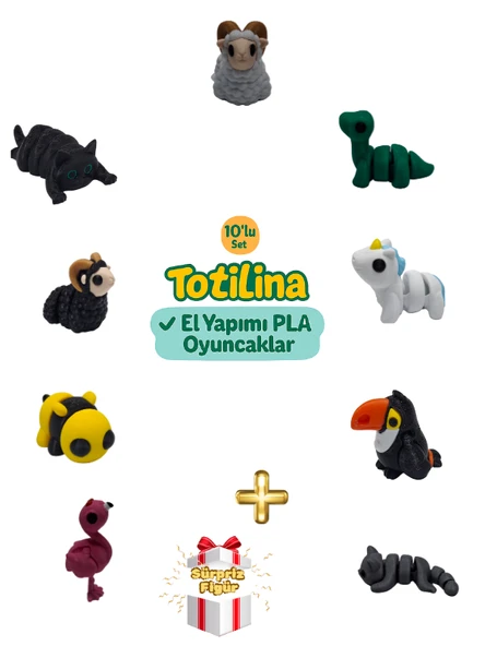 10'lu set (koç dinozor unicorn tukan kuşu kedi flamingo arı koç…) ürün görseli 1